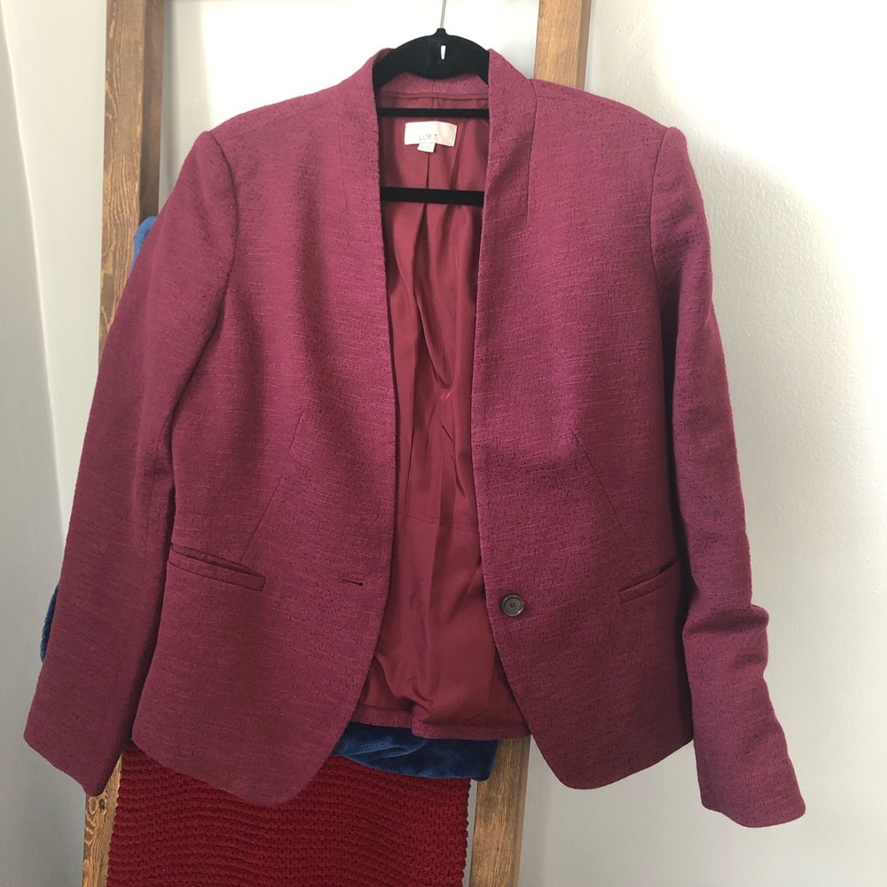 Maroon Loft Collarless Blazer